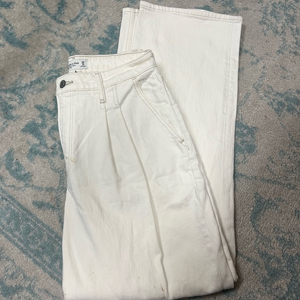 Abercrombie, white, straight leg jeans
